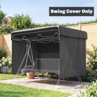 Outsunny 3-Seater Patio Swing Cover, Outdoor Garden Furniture Protection Hammock Glider Cover, Waterproof Dustproof Windproof, 85" x 61" x 59", Dark Grey(m-1)