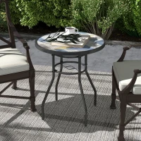 Outsunny 23.6" Round Patio Table, Outdoor Side Table with Glass Printed Top, Multicolour(m-1)