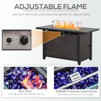 Outsunny 43" Outdoor Propane Gas Fire Pit Table, Wicker Patio Gas Firepit w/ Glass Wind Guard, 50,000 BTU CSA Certified Bronze(m-6)