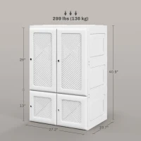 HOMCOM Portable Wardrobe, Foldable Clothes Storage Organizer with 3 Compartments, Hanging Rod, Magnet Doors, White(m-3)