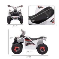 Aosom 6V Electric Toy Car with Forward Backward, Wear-Resistant Wheels for Ages 18-36 Months, White(m-3)