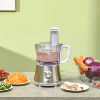 HOMCOM 2 in 1 Blender and Food Processor Combo for Chopping, Slicing, Shredding, Mincing and Pureeing for Vegetable, Meat and Nuts, 500W 5-Cup Bowl, 1.5L Blender Jug, 3 Blades and Adjustable Speed(m-2)