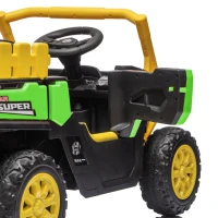 Qaba Kids Ride On Tractor, 12V Electric Tractor with Remote Control, Dual Motors, Music, Cargo Bed, Rear Suspension, Green(m-9)