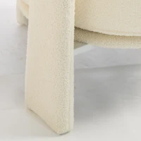 HOMCOM Upholstered Armchair, Sherpa Accent Chair with Lumbar Pillow, Padded Armrests and Thick Cushion, Cream White(m-11)