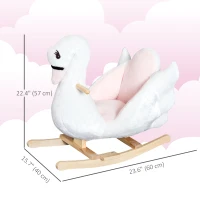 Qaba Baby Rocking Horse, Plush Animal Rocker Swan with Sound, Handle Grip for 18+ Months, White(m-3)