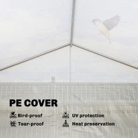 Outsunny 10'x11'x6' Walk-in Tunnel Greenhouse with Shelves, Mesh Door and Windows, Plant Hot House with PE Cover, White(m-6)