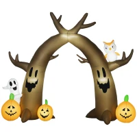 HOMCOM 10FT Gaint Halloween Inflatables Outdoor Decorations Dead Tree Archway with Ghost, Pumpkin, Blow Up Yard Decor with LED Lights  for Garden, Lawn, Party, Holiday(m-1)