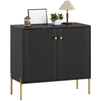 HOMCOM Sideboard, Modern Buffet Cabinet, Coffee Bar Cabinet with Fluted Doors and Adjustable Shelf, Black(m-9)