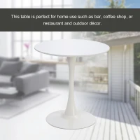 HOMCOM  Modern 27.5" Round Cocktail Table with a Stable Metal Base for Living Room, Porch, and Parties, White(m-6)