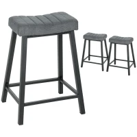 HOMCOM Set of 3 Bar Stools, Velvet Upholstered Counter Stools with Curved Seat and Footrest for Kitchen Island, Grey(m-9)