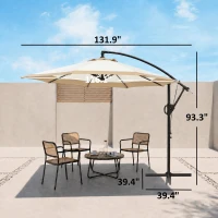Outsunny 10FT Cantilever Umbrella, Offset Patio Umbrella with Crank and Cross Base for Deck, Backyard, Pool and Garden(m-3)
