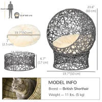 PawHut Rope Weave Cat Bed with Cushion, Stand, for Indoor Cats, Violet(m-3)