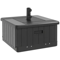 Outsunny 3-in-1 Outdoor Umbrella Base with Wheels and Handles, End Table, Flower Box Planter with Hole, 175 lbs. Capacity, Black(m-11)