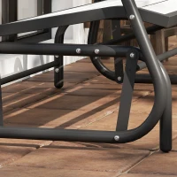 Outsunny 2 Person Outdoor Glider Bench, Patio Glider Loveseat with Faux Wood Slatted Seat and Back, Steel Frame, Grey(m-9)