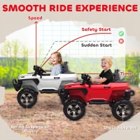 Aosom 2-Seater Ride on Truck, 12V 7AH Big Battery Powered Police Car for Kids with Remote Control, 4 Shock Absorbers, Soft Start, MP3, LED Lights, Big Wheels, Storage, Red(m-9)