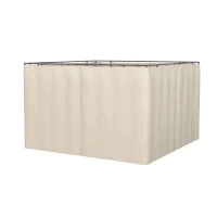 Outsunny Gazebo Curtains, 10' x 12' Universal Replacement Privacy Curtain, 4-Panels Sidewall with Hooks/C-Rings, Beige(m-2)
