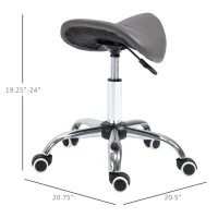 HOMCOM Ergonomic Rolling Saddle Stool PU Leather Hydraulic Spa Stool Height Adjustable Swivel Drafting Salon Chair, Gray(m-3)