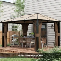 Outsunny Gazebo Curtains, 10' x 13' Universal Replacement Privacy Curtain, 4-Panels Sidewall with Hooks/C-Rings, Dark Brown(m-8)