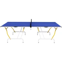 Soozier 9' x 5' Full Size Table Tennis Table, Folding Ping Pong Table with Paddles and Balls, Blue(m-2)