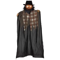 HOMCOM 6' Life Size Outdoor Halloween Hanging Pumpkin Ghost w/ Light Up Eyes, Sound Activated Prop w/ Creepy Speaking Sounds(m-11)