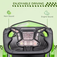 Aosom Ride on Push Car, Ride Racer, Foot-to-Floor Walking Sliding Car for Toddler with Under Seat Storage, Horn and Engine Sound, Steering Wheel, Aged 18-36 Months, Green(m-7)