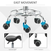 HOMCOM Saddle Stool, PU Leather Adjustable Rolling Salon Chair for Massage, Spa, Clinic, Beauty and Tattoo, Black(m-6)