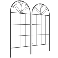 Outsunny Metal Garden Trellis Pack of 2 for Climbing Plants, Arched Grid Trellis Panels, 20" x 47", Black(m-9)