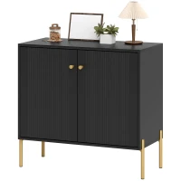 HOMCOM Sideboard, Modern Buffet Cabinet, Coffee Bar Cabinet with Fluted Doors and Adjustable Shelf, Black(m-2)