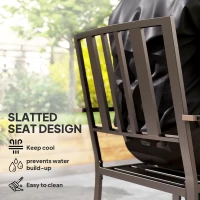 Outsunny Patio Dining Chairs with Metal Slatted Design, Dark Brown(m-4)