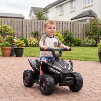 Qaba 6V Kids ATV, 4 Wheels Kids Quad with Button Control, 45Mins Runtime, Max 1.2MPH, Max 55lbs Load for 18-48 M, Black(m-8)