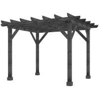 Outsunny 12' x 10' Patio Pergola, Weather-Resistant Cedar Wood, Backyard Cover for Porch Party, Grape Garden, Vineyard, Ivy Vine, or Climbing Plants, Black(m-11)