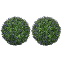 HOMCOM 2 Pack Artificial Plant Lavender Topiary Balls, 16.5 Inch
