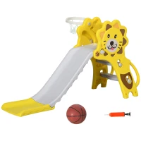 Qaba 3 in 1 Toddler Slide for Indoors with Basketball Hoop, Climber for 18-36 Months(m-1)
