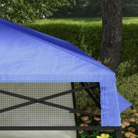 Outsunny 7' x 7' Garden Foldable Pop Up Gazebo Tent with Backpack & Inclined Legs Outdoor Party Canopy, Blue & Black(m-10)