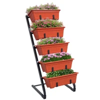 Outsunny 5-Tier Vertical Raised Garden Planter with 5 Container Boxes, Outdoor Plant Stand for Vegetable Flowers, Red(m-9)