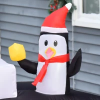 HOMCOM 7.5ft Christmas Inflatable Santa Claus Driving a Truck with Snowman, Penguin and Tree, Outdoor Blow-Up Yard Decoration with LED Lights Display(m-9)