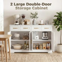 HOMCOM Sideboard Buffet Cabinet, 55" Modern Farmhouse Kitchen Storage Cabinet with 4 Drawers, 4 Doors and 2 Adjustable Shelves(m-4)