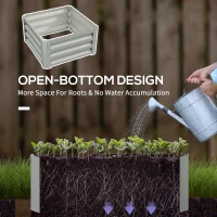 Outsunny Galvanized Raised Garden Beds, Outdoor Planter Box, Set of 2, for Flowers, Herbs and Vegetables, Light Grey(m-5)
