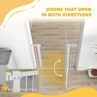 PawHut 30"-41" Extra Wide Walk Through Dog Gate w/ Cat Door, 3-Inch & 5.5-Inch Extension Kits, 30" High(m-8)