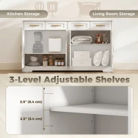 HOMCOM Sideboard Buffet Cabinet, 55" Modern Farmhouse Kitchen Storage Cabinet with 4 Drawers, 4 Doors and 2 Adjustable Shelves(m-6)