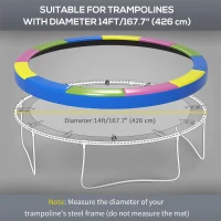 Soozier 14FT Trampoline Spring Cover, Trampoline Pad Replacement, Waterproof and Tear-Resistant, All-Weather Trampoline Accessories, Multi-Colored(m-4)