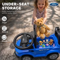 Qaba Toddler Car Licensed Ford Raptor with Headlights, Horn, Under Seat Storage, Anti-Tip Design for 18-36 Months, Blue(m-7)
