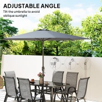 Outsunny 8 Pieces Patio Furniture Set with 9Ft Patio Umbrella, Outdoor Dining Table and Chairs, Mixed Gray(m-5)