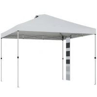 Outsunny 9.6 x 9.6 ft Pop Up Canopy Tent with Pockets, UPF 50+ 1-Button Push Outdoor Instant Canopy with Sandbags, Wheeled Bag(m-9)
