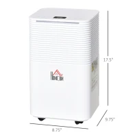 HOMCOM 1500 Sq. Ft Portable Electric Dehumidifiers with 3 Color Lights, LED Display, Quiet Dehumidifier for Basements, Bedroom, Bathroom, Closet, RV, 25pt/Day, White(m-3)
