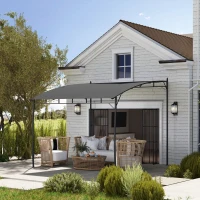 Outsunny 10' x 10' Outdoor Pergola Gazebo, Garden Sun Shade Shelter with Metal Frame for Porch, Patio, Deck, Backyard, Gray(m-2)