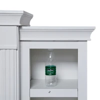 HOMCOM 70" W x 15.75" H Electric Fireplace Mantel TV Stand, Media Console Center Cabinet with 6 Shelves and Remote Control, Cream White(m-9)