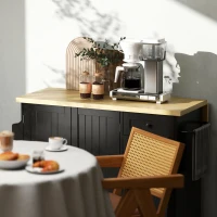 HOMCOM Kitchen Island Cart, Rolling Kitchen Island Table with Drop Leaf, Drawer, Spice and Towel Rack, Black(m-9)