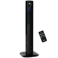 HOMCOM 38" Tower Fan for Bedroom Cooling, Standing Floor Fan with Aroma Diffuser, 70° Oscillating, 12 Hour Timer, LED Sensor Panel, and Remote Control, Black(m-1)