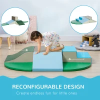 Qaba 6-Piece Soft Play for 12-36 Months Toddlers to Climb, Crawl, Slide, Blue, Green(m-6)